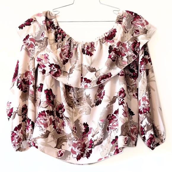 Aritzia Wilfred Morel Floral Off the Shoulder Blouse Size S - Picture 7 of 8